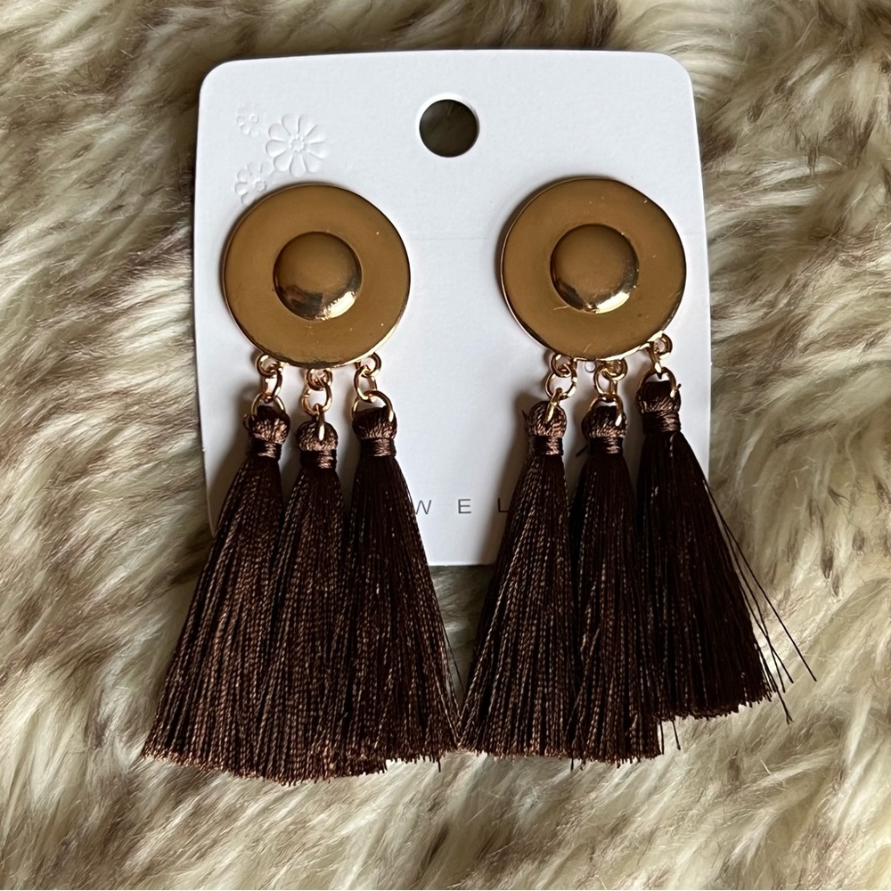 3/$15! NEW Brown Tassel Earrings